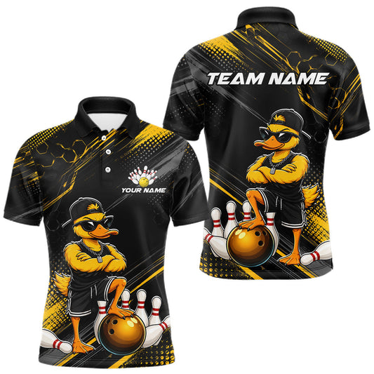 Maxcorners Custom Funny Duck Bowling Jersey for Men Bowling Uniform Bowling Team Shirts Polo &1/4 Zip LM2806