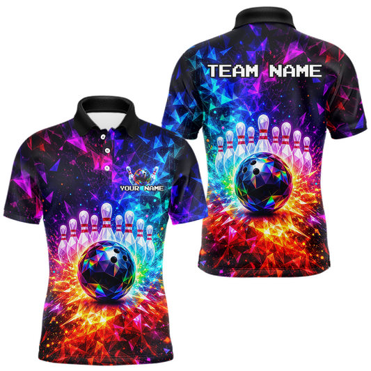 Maxcorners Custom Neon Colorful Diamond Bowling Jersey for Men Bowling League Bowling Team Shirts