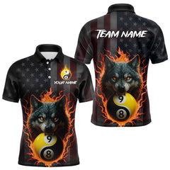 Maxcorners Custom US Wolf 8 9 Ball Yin Yang Billiard Shirts for Men Billiard Team Shirts Billiard League Polo & 1/4 Zip