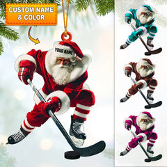 Maxcorners Hockey Santa Pose Christmas Ornament, Personalized Ornament 2D Flat LM2211