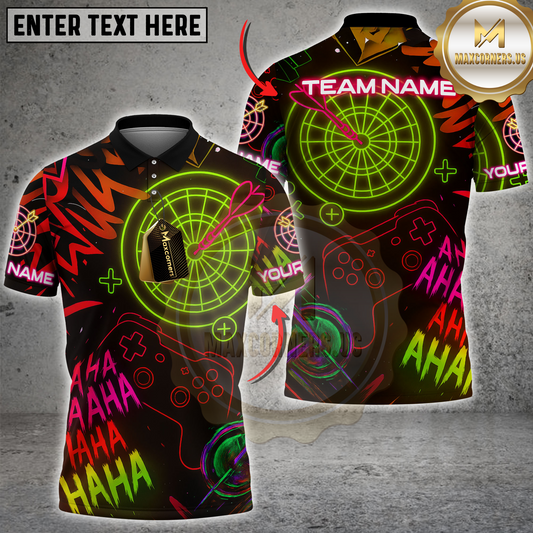 Maxcorners Neon Gamer Darts Neon Style Multicolor Customized Name, Team Name 3D Shirts