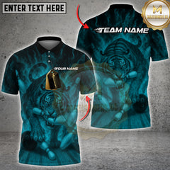 Maxcorners Bowling Blazing Strike Tiger Multicolor Customized Name, Team Name 3D Shirts