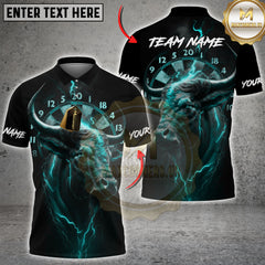 Maxcorners Darts Bull Thunder Lightning Multicolor Customized Name, Team Name 3D Shirts