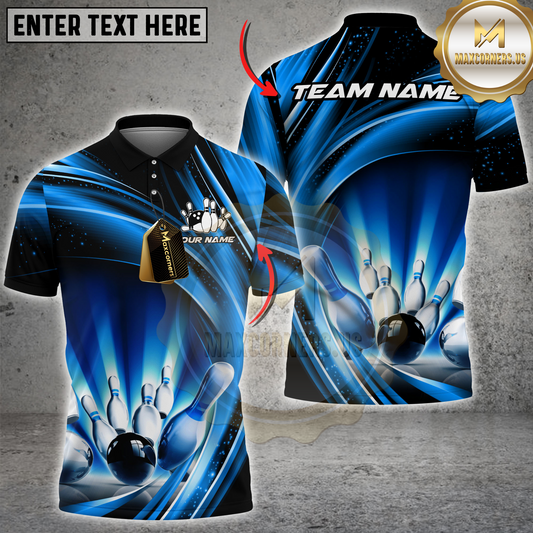 Maxcorners Electric Bowling Strike Multicolor Customized Name, Team Name 3D Shirts