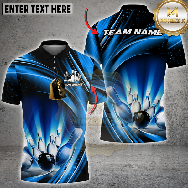 Maxcorners Electric Bowling Strike Multicolor Customized Name, Team Name 3D Shirts