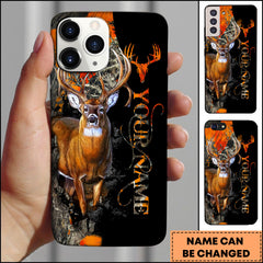 Maxcorners Deer Hunting Camo Orange Buck Silhouette Personalized Name 3D Phone Case