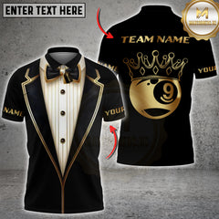 Maxcorners Billiards Luxury Tuxedo 9 Ball Crown Personalized Name 3D Unisex Shirt