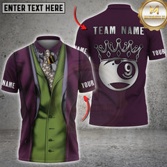 Maxcorners Billiards Joker Crown 9 Ball Design Personalized Name 3D Unisex Shirt