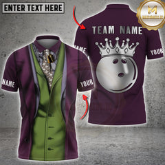 Maxcorners Bowling Joker Crown Ball Design Personalized Name 3D Unisex Shirt