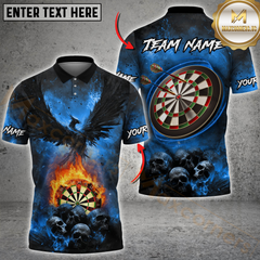 Maxcorners Phoenix Flame Darts Multicolor Personalized Name, Team Name Shirt (4 Colors)
