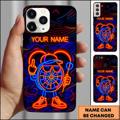 Maxcorners Darts Neon Glowing Mascot Character Retro Abstract Personalized Name 3D Phone Case