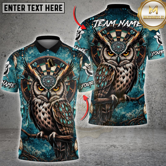 Maxcorners Darts Owl Dreamcatcher Dartboard Multicolor Customized Name, Team Name 3D Shirts