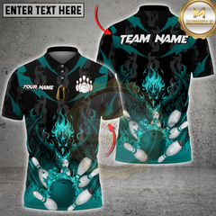 Maxcorners Bowling Fire Dragon Pins Explosion Multicolor Customized Name, Team Name 3D Shirts