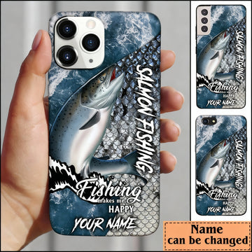 Maxcorners Salmon Fishing Skin Seawave Personalized Name Phone Case LM1812