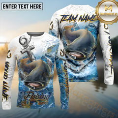 Maxcorners Catfish Fishing Anchor Ocean Pattern Pattern Sport Jersey Personalized Name, Team Name Long Sleeve Shirt