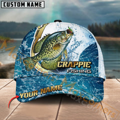 Maxcorners Crappie Fishing Golden Hook Graphic Personalized Name 3D Cap
