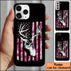 Maxcorners Whitetail Buck Womens Deer Hunting Pink Camo American Flag Personalized Name Phone Case LM0912