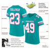 Maxcorners Custom Aqua White-Pink Mesh Authentic Football Jersey LM2605