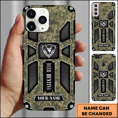 Maxcorners Hunting Phonecase Green Woodland Camo Tactical Armor Deer Logo Personalized Name 3D Phone Case