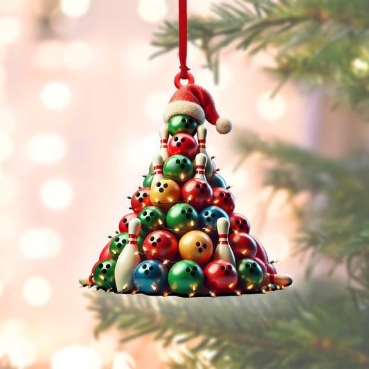 Maxcorners Bowling Christmas Tree Ornament, Custom Bowling Ball, Gift For Bowling Lovers, Acrylic Ornament