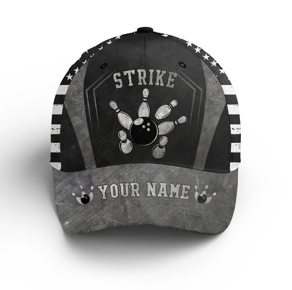 Macorners Patriotic Bowling Hat Personalized Strike Bowling Cap for Team Gift For Bowlers