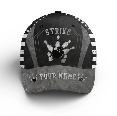 Macorners Patriotic Bowling Hat Personalized Strike Bowling Cap for Team Gift For Bowlers