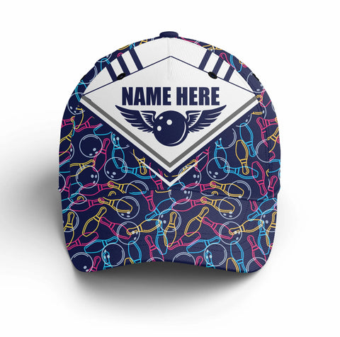 Macorners Personalized Bowling 3D Cap, Custom Bowling Hat for Men Women