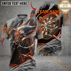 Maxcorners Darts Flaming Bull Dartboard Personalized Name, Team Name 3D Shirt