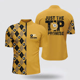 MaxCorners Billiard 8 Ball Argyle Pattern Yellow Jerseys Customized Name And Team Name 3D Zip Polo Shirt For Men