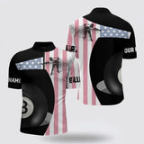 MaxCorners Billiard 8 Ball Pool US Flag Jerseys Customized Name And Team Name 3D Zip Polo Shirt For Men
