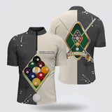 MaxCorners Billiard 9 Ball Pool Balls Jerseys  Customized Name And Team Name 3D Zip Polo Shirt For Men