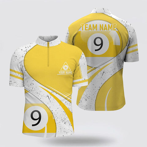 Maxcorners 9 Ball Pool Yellow White Billiard Jerseys Shirts