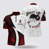 Maxcorners Shut Up And Shoot Skull 8 Ball Billiards Red White Grunge Jerseys Shirts