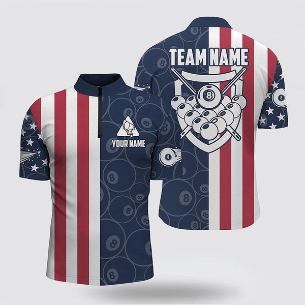 Maxcorners US Flag 8 Ball Pattern Billiards 3D Jerseys Shirts