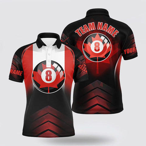 Maxcorners 8 Ball Canadian Flag Billiard Polo Shirts Canada Billiard Jersey Shirts
