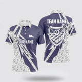 Maxcorners 8 Ball Pattern Purple White Billiard Polo Shirts