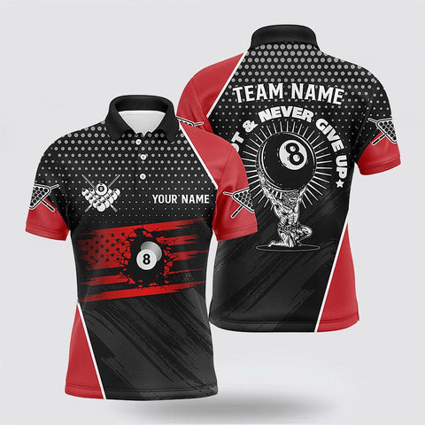 Maxcorners Billiard 8 Ball USA Flag 3D Polo Shirts