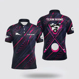 Maxcorners Billiard Balls Pink 3D Polo Shirts 8 Ball Pool Billiards Jerseys