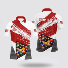 Maxcorners Billiard Grunge Style Red Version Name Polo Shirts