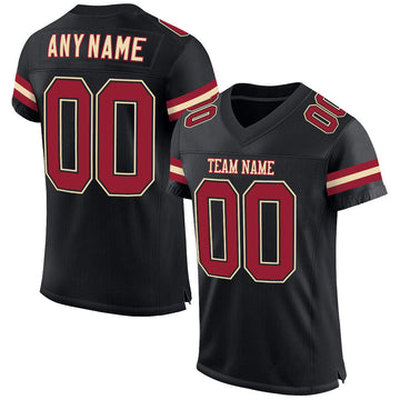 Maxcorners Custom Black Cardinal-Cream Mesh Authentic Football Jersey LM2605