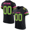 Maxcorners Custom Black Neon Green-Pink Mesh Authentic Football Jersey LM2605