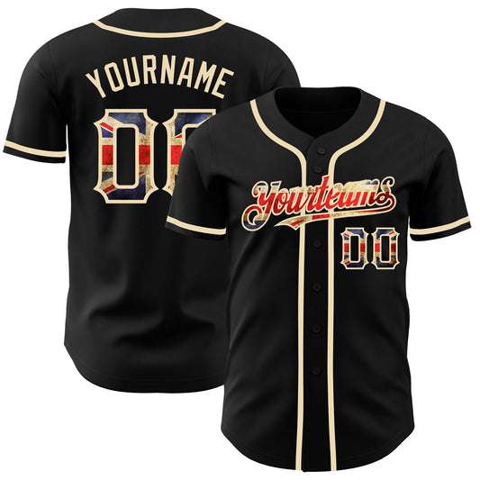 Maxcorners Custom Black Vintage Canadian Flag -City Cream Premium Baseball Jersey LM0210