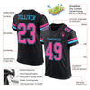 Maxcorners Custom Black Pink-Sky Blue Mesh Authentic Football Jersey LM2605