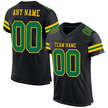 Maxcorners Custom Black Kelly Green-Yellow Mesh Authentic Football Jersey LM2605