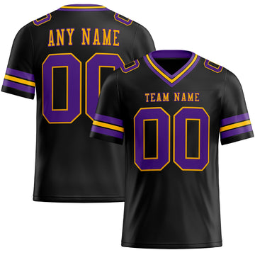 Maxcorners Custom Black Purple-Gold Authentic Football Jersey LM2605
