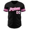Maxcorners Custom Black White-Pink Authentic Baseball Jersey LM2605