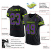 Maxcorners Custom Black Purple-Neon Green Mesh Authentic Football Jersey LM2605