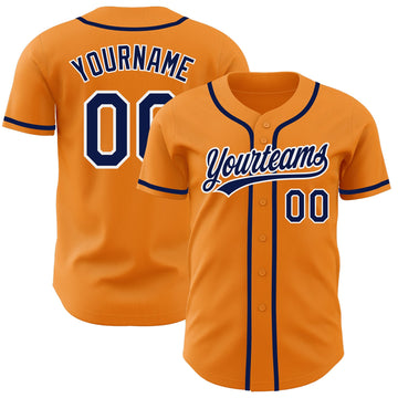 Maxcorners Custom Bay Orange Navy-White Authentic Baseball Jersey LM2605
