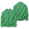 Maxcorners Green And White Lucky Four Leaf Clover Argyle Pattern St Patrick's Day Golf Shirt, Polo Shirts For Men