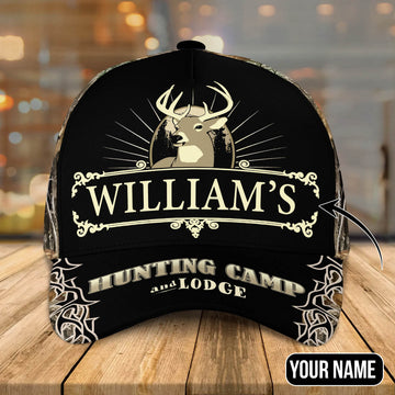 Maxcorners Personalized Name Deer Hunting Camp & Lodge Classic Caps LM0402